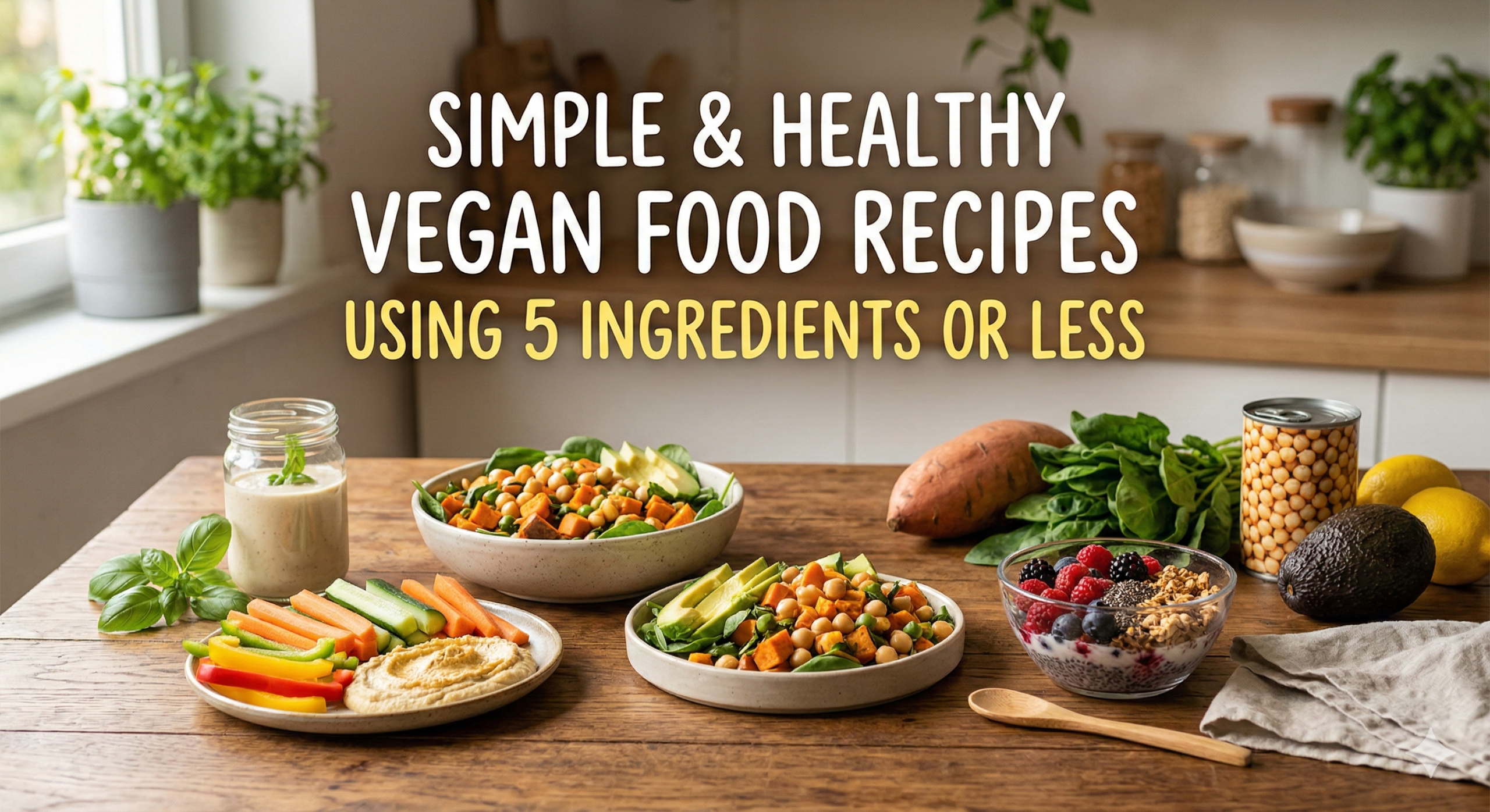 Simple & Healthy Vegan Food Recipes Using 5 Ingredients or Less