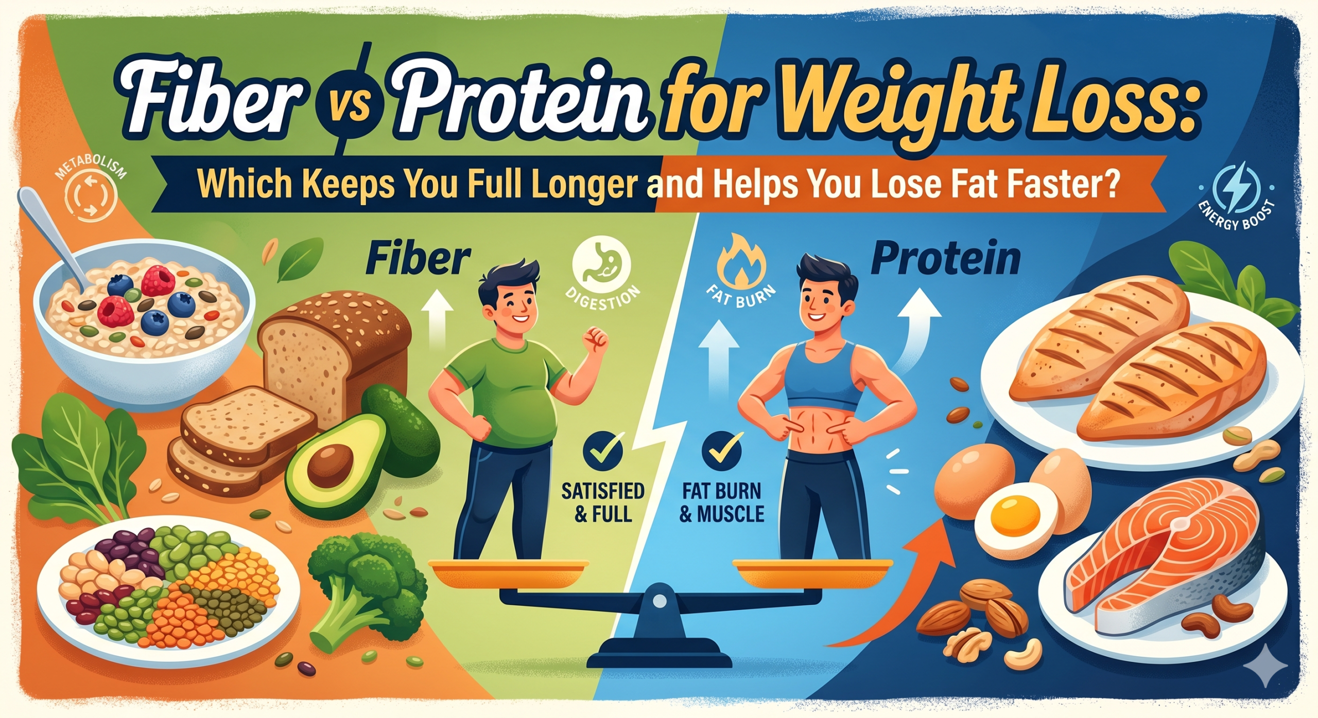 Fiber vs Protein for Weight Loss: Which Keeps You Full Longer and Helps You Lose Fat Faster?