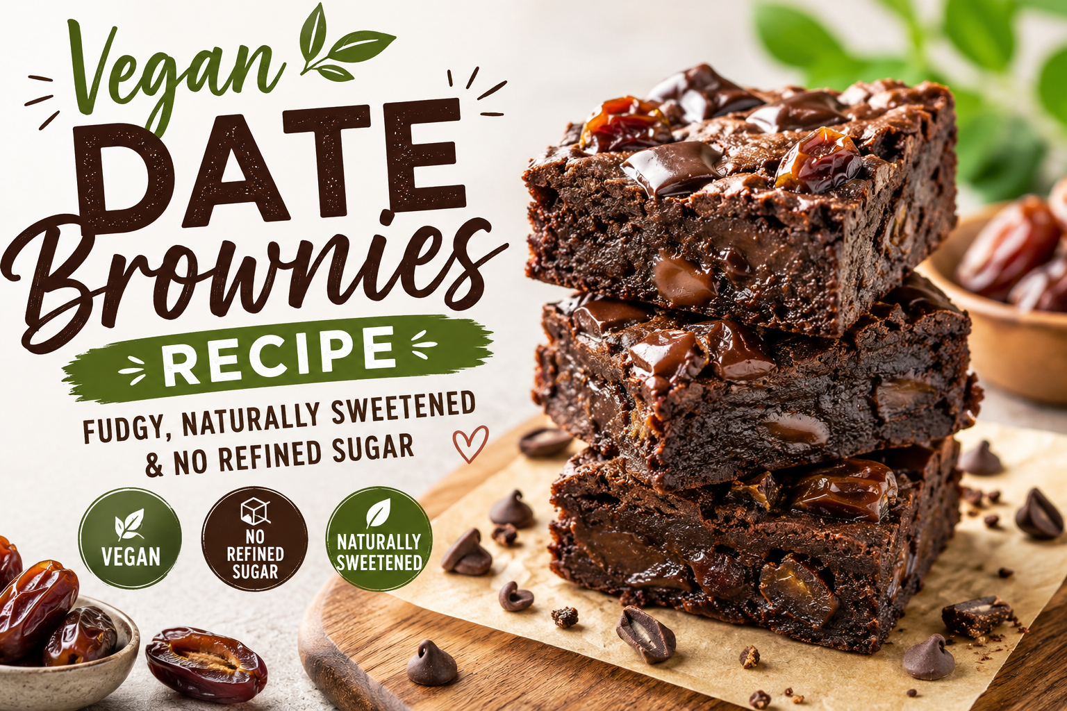 Vegan Date Brownies Recipe: Fudgy, Naturally Sweetened & No Refined Sugar