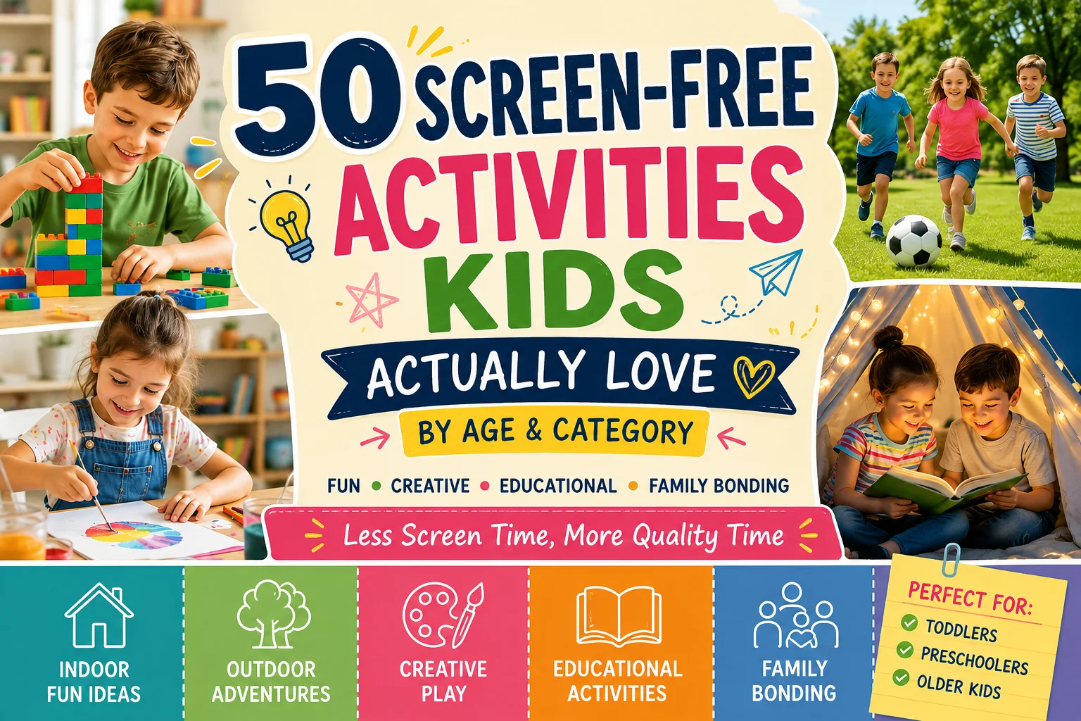 50 Screen-Free Activities Kids Actually Love (By Age & Category)